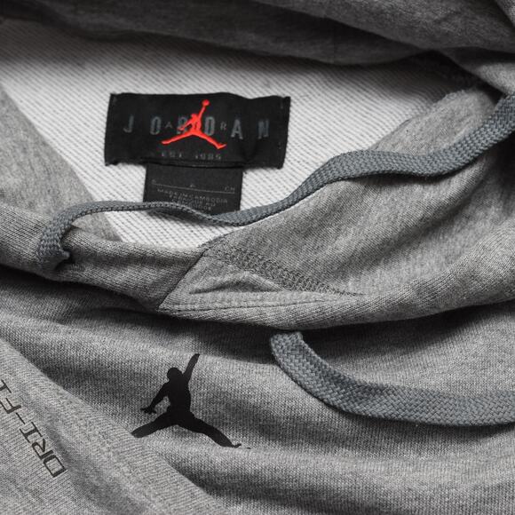 Jordan Air Men's Pullover Hoodie Long Sleeve Solid Dri Fit Cotton Gray Size S - Picture 7 of 8